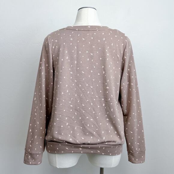 LC Lauren Conrad Tiny Floral Ruffle Terry Cloth Crewneck Sweatshirt OX - Picture 5 of 7